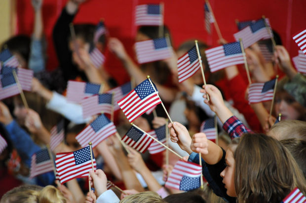 RossVeterans Day children waving flags